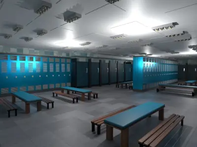 Modern Gym Locker Room Low-poly 3D model