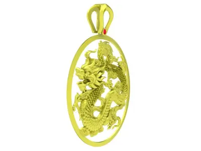 Luxury Chinese Dragon Circle Pendant 3D Model 4038 3D print model