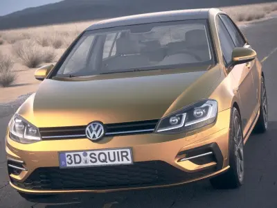 Volkswagen Golf R 2017 desert studio 3D model
