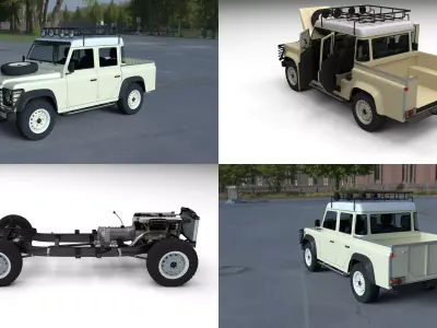 Full Land Rover Defender 110 Double Cab Pick Up HDRI 3D model
