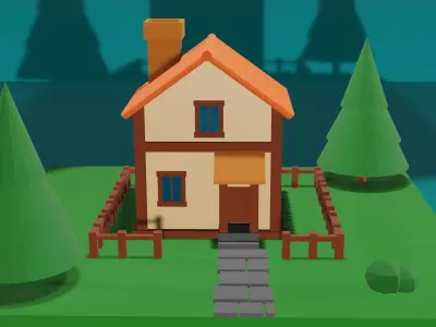 Low Poly House Low-poly 3D model