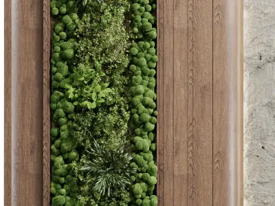Vertical plant and moss garden wall wooden garden 112  3D model