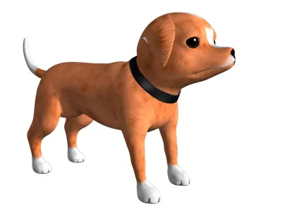 Cute Dog CHaracter RIgged and Animated Low-poly 3D model