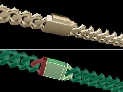 Cuban Diamond Chain Bracelet Necklace Link SIZE 8MM Width 3D print model