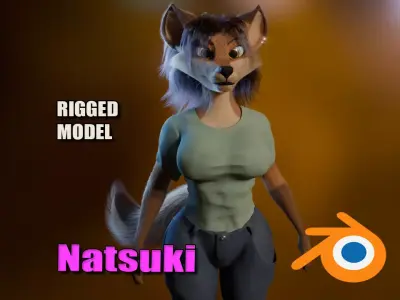 Natsuki Anthro Fox Low-poly 3D model