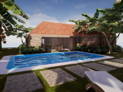 Pool House  Low-poly 3D model