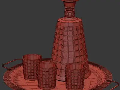 Whiskey decanter with glasses v02  3D model