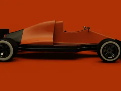 Retro Formula Car Low-poly 3D model