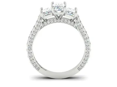 3-stone-trapezoid-diamond-engagement-ring 3D print model