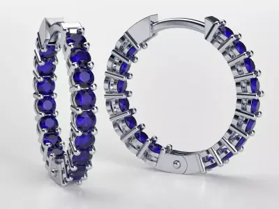 Hoop Diamond Earrings 16mm size 3D print model