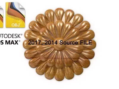 Round carved rosette 01 3D model 3D model