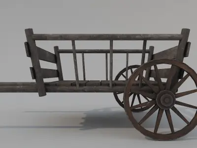Medieval Wooden Cart Low-poly 3D model