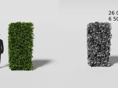 Garden boxwood wall set v3 Low-poly 3D model