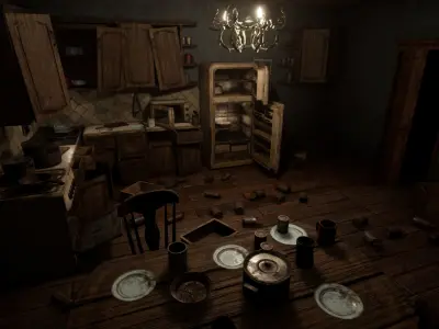 Abandoned Kitchen Low-poly 3D model