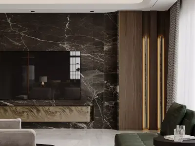 Modern living room dining room interior scenes 532 3D model