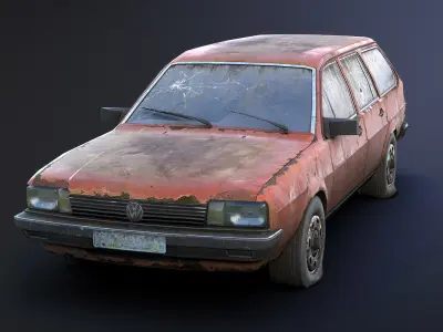 Volkswagen Passat Rusty Low-poly 3D model