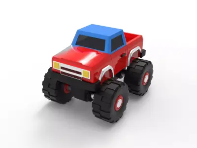 Cartoon Monster Truck Low-poly 3D model