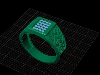 Print Ready STL 3DM  Gents Rings Diamond Men Ring  3D print model 183