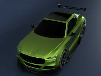 High Performance Green Sports Car 3D Model  Blender Shaded 3D model