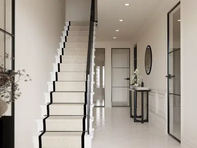 Modern Luxury Hallway Stairs Corridor 3D Interior Scene  Low-poly 3D model