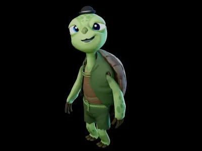 Cartoon Turtle Rigged Low-poly 3D model