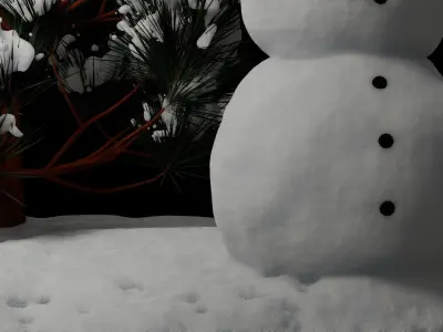 Snowman and Pine tree 3D model