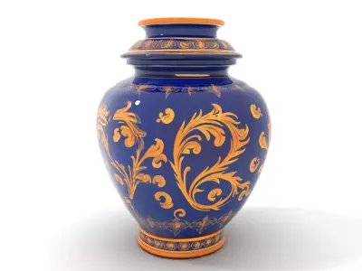Royal Blue Ornate Vase model pack Low-poly 3D model
