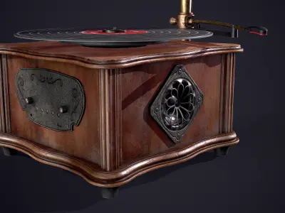 Vintage Gramophone Low-poly 3D model
