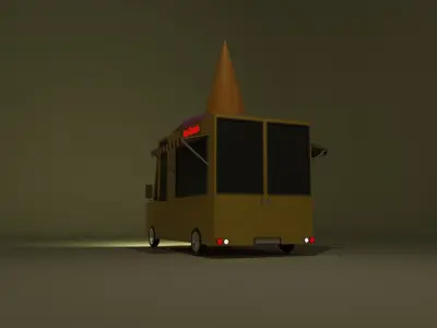 Low Poly Ice Cream Truck 3D Model Low-poly 3D model