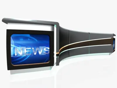 Virtual TV Studio News Desk 4 3D model