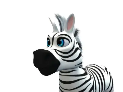 Cartoon Zebra Low-poly 3D model