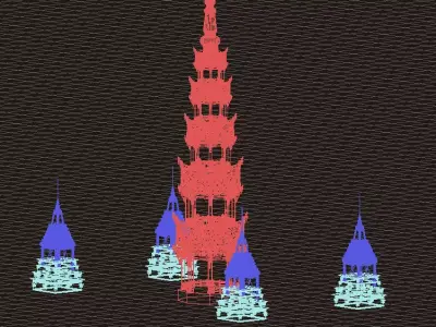    Thailand architecture Low-poly 3D model