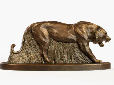 Tiger in the field Decorative Sculpture  3D print model