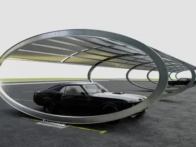 ELLIPSE TYPE SOLAR CARPORT TYPE-1 10 Cars 3D model