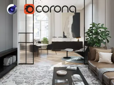 Modern Classic Interior Scene for Cinema 4D and Corona Renderer 3D model