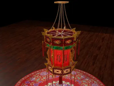 Chinese red palace lantern  3D model