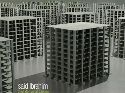 3D Building group of concrete blocks Free 3D model