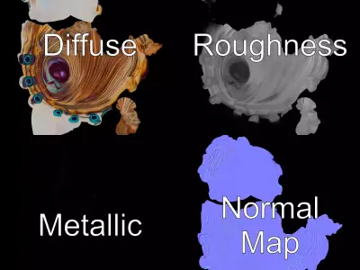 Peacock Shell Ornament model pack Low-poly 3D model