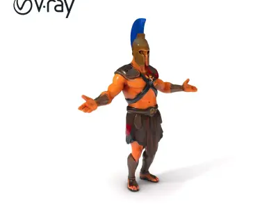 Spartan Warrior D Model  Rigged and Textured for Games and An... Low-poly 3D model