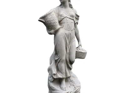 Garden sculpture Antique girl with baskets Low-poly 3D model