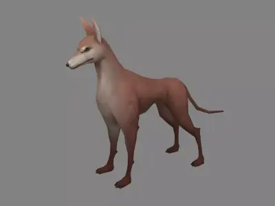 Cartoon doberman - hound - police dog Low-poly 3D model