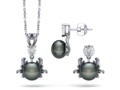 A Set of Pearl Jewelry CAD Design 3D print model