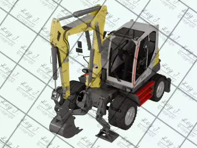 Wheeled excavator Wacker Neuson EW100-2 3D model