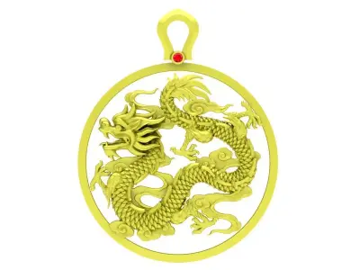 Luxury Chinese Dragon Circle Pendant 3D Model 4038 3D print model
