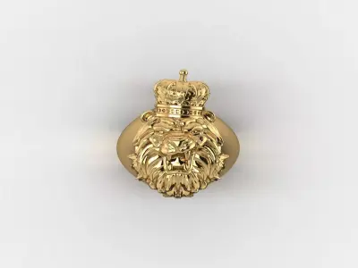 Ring with High-Relief Lion 3D print model