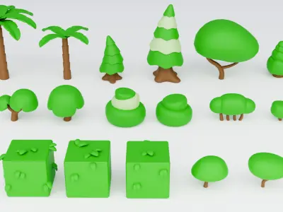Cozy Cartoon Plants Low-poly 3D model