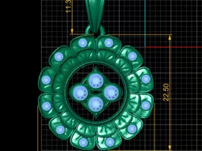  gold floral pendant 3D print model