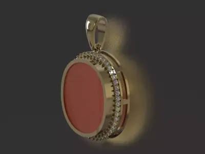 Circular Medallion Pendant with Diamond Halo jp0392 3D print model