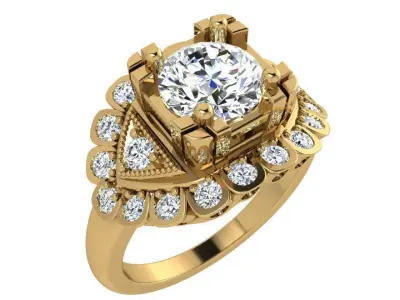 Diamond Unique Ring 3619 3D print model