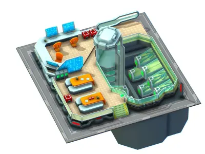 isometrical recreation room barrack hospital 3 Low-poly 3D model